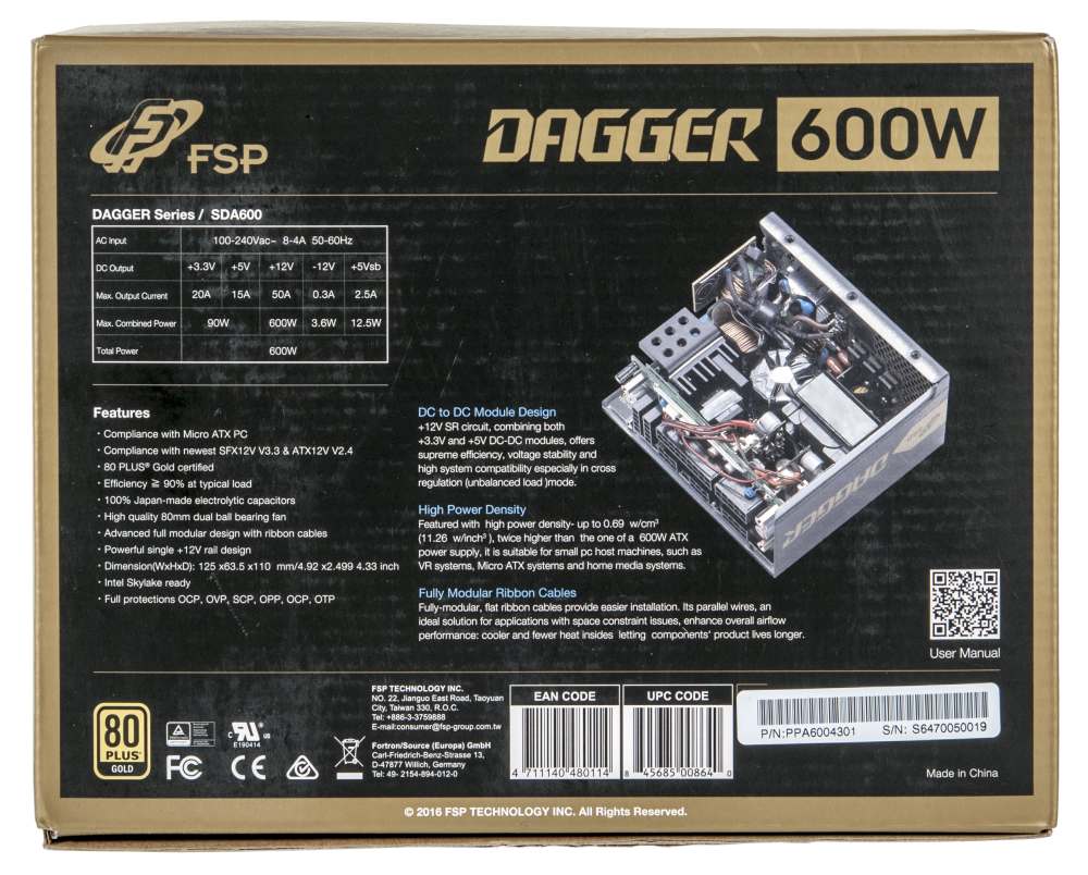 Блок питания FSP DAGGER 600W